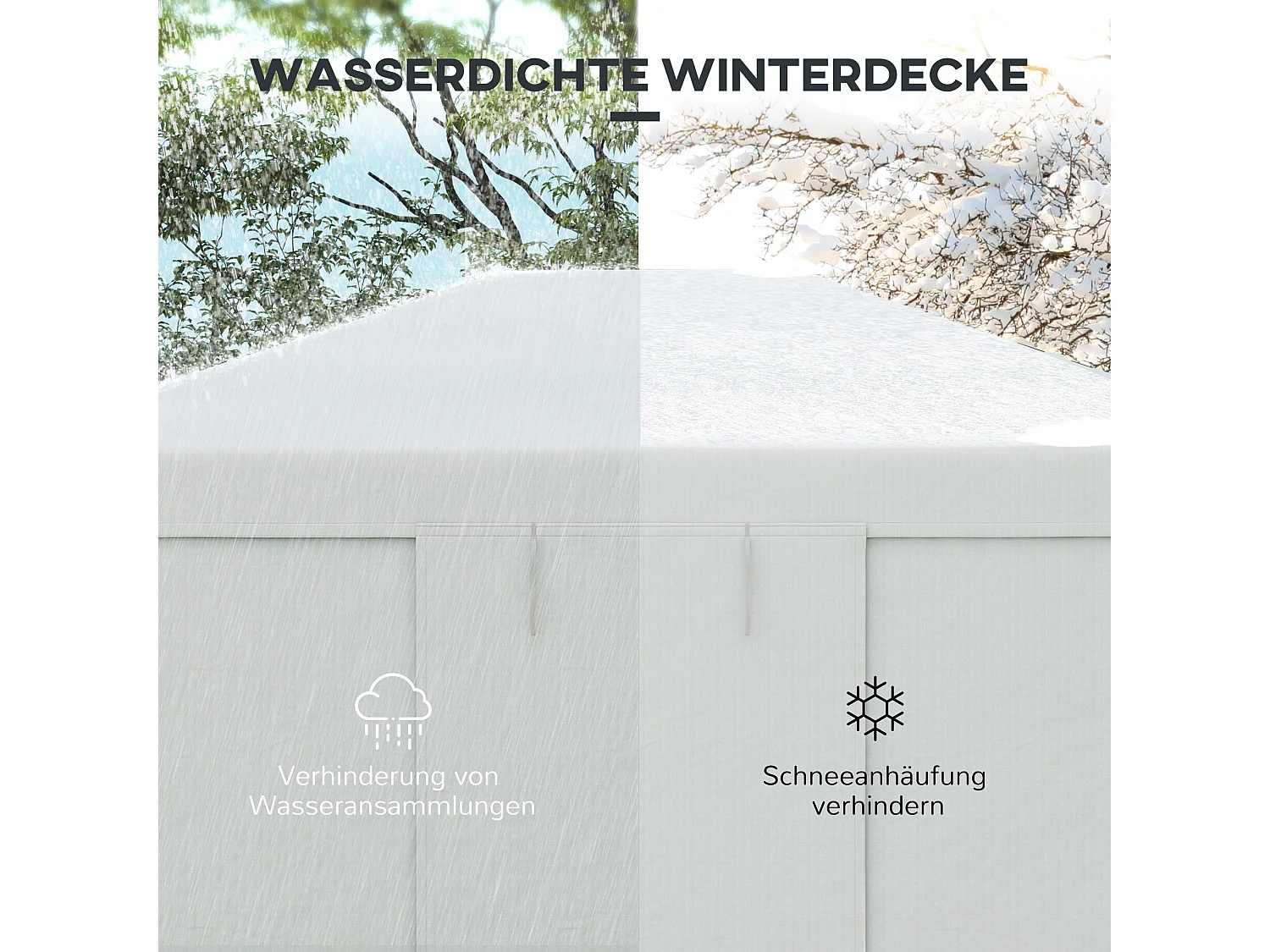 Toit de remplacement pour pavillon avec 2 murs, imperméable, pour jardin, en polyester, blanc (360x300x270 cm)