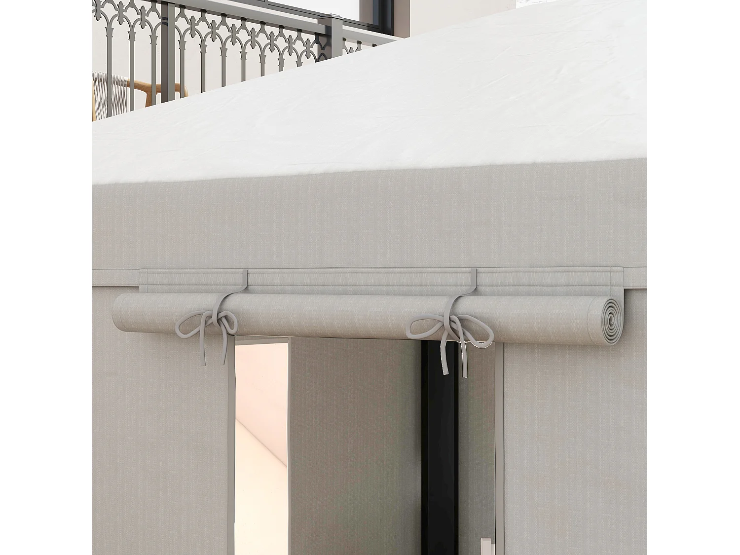 Toit de remplacement pour pavillon avec 2 murs, imperméable, pour jardin, en polyester, blanc (360x300x270 cm)