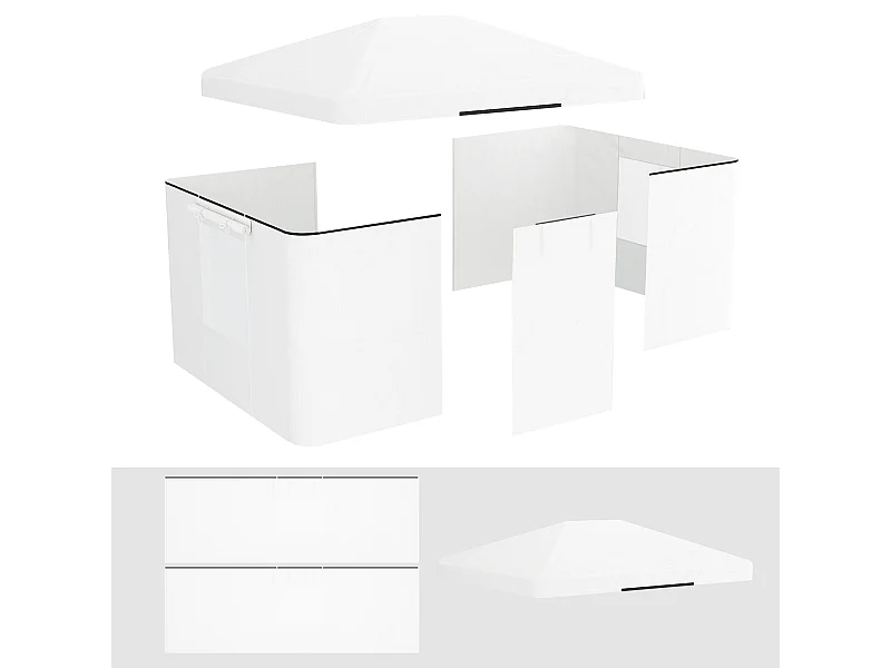 Toit de remplacement pour pavillon avec 2 murs, imperméable, pour jardin, en polyester, blanc (360x300x270 cm)