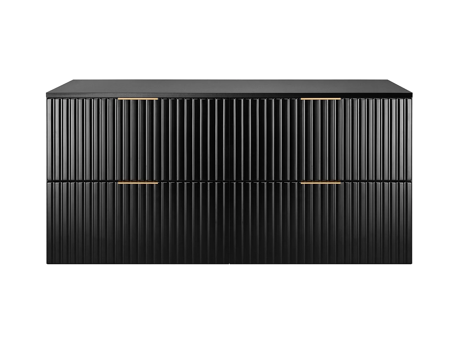 Meuble de salle de bain strié FLOW 120 cm noir avec plan