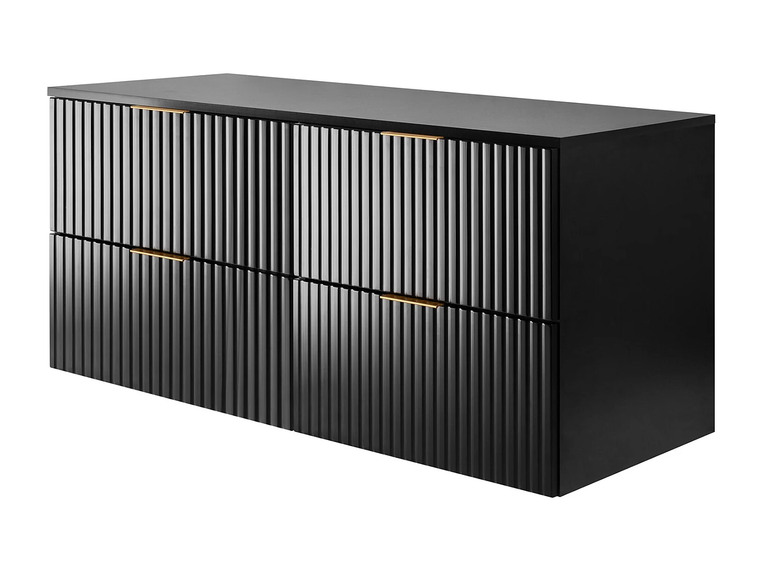 Meuble de salle de bain strié FLOW 120 cm noir avec plan