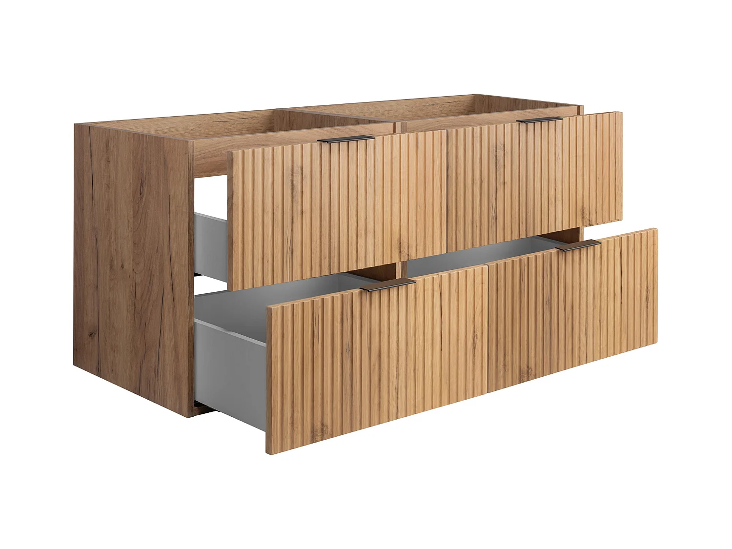 Meuble de salle de bain strié FLOW 120 cm chêne craft doré