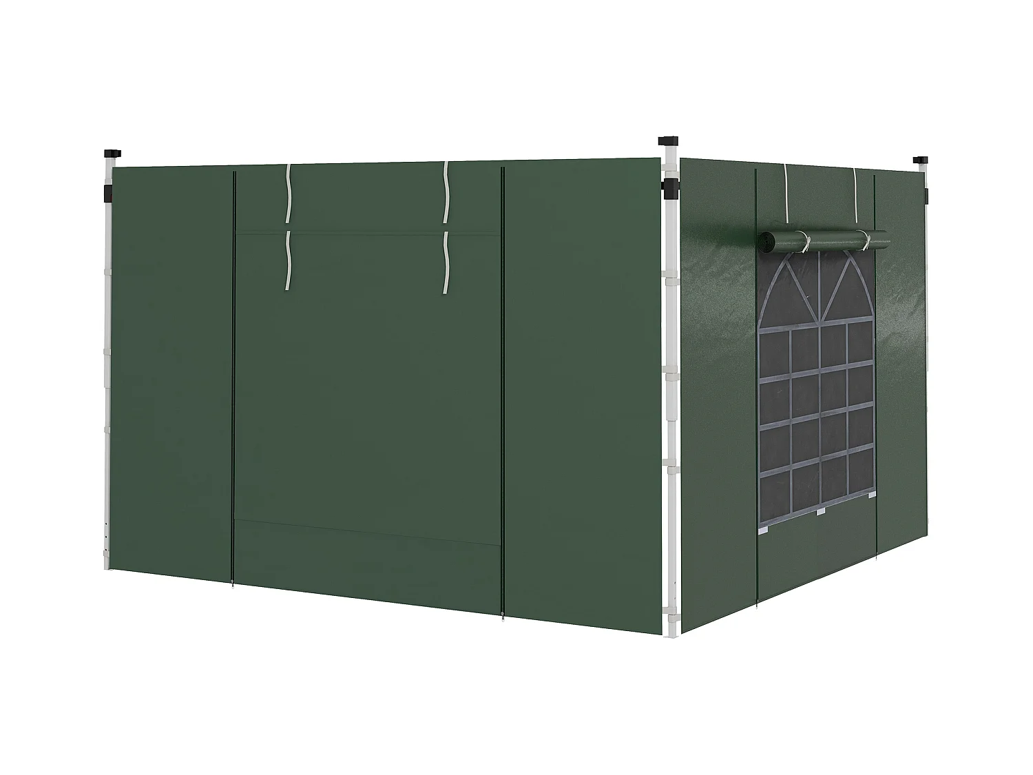 Set de 2 parois latérales pour pavillon avec fenêtres et fermeture éclair, polyester, vert (295x195cm)