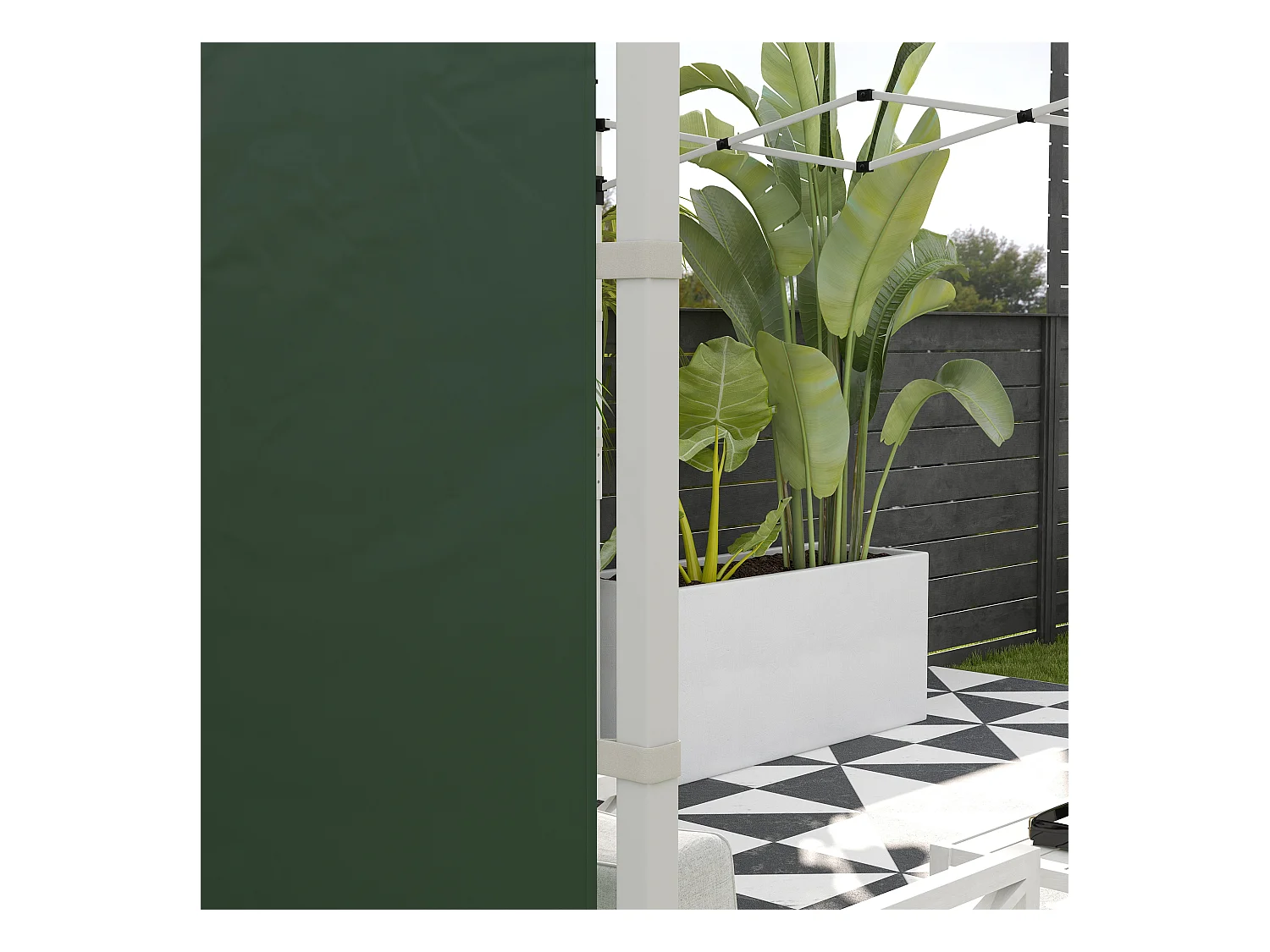 Set de 2 parois latérales pour pavillon avec fenêtres et fermeture éclair, polyester, vert (295x195cm)