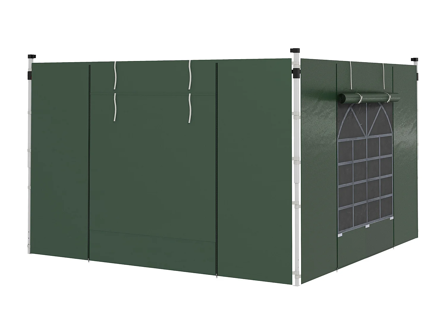Set de 2 parois latérales pour pavillon avec fenêtres et fermeture éclair, polyester, vert (295x195cm)