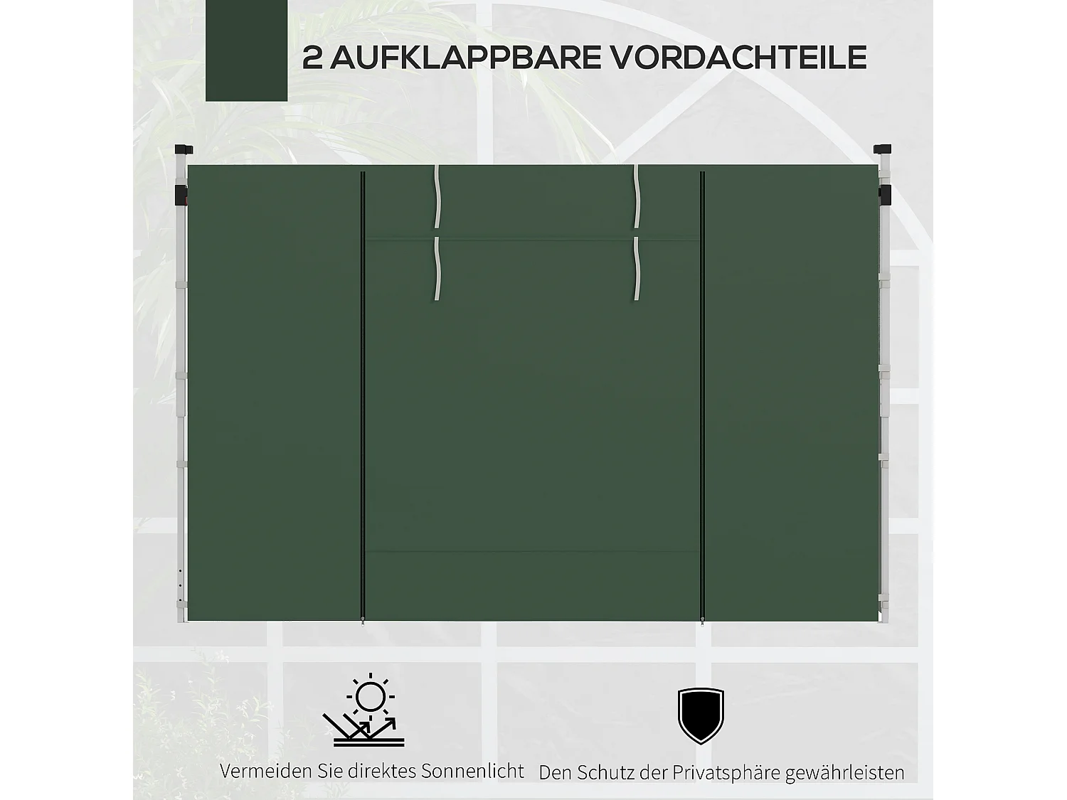 Set de 2 parois latérales pour pavillon avec fenêtres et fermeture éclair, polyester, vert (295x195cm)