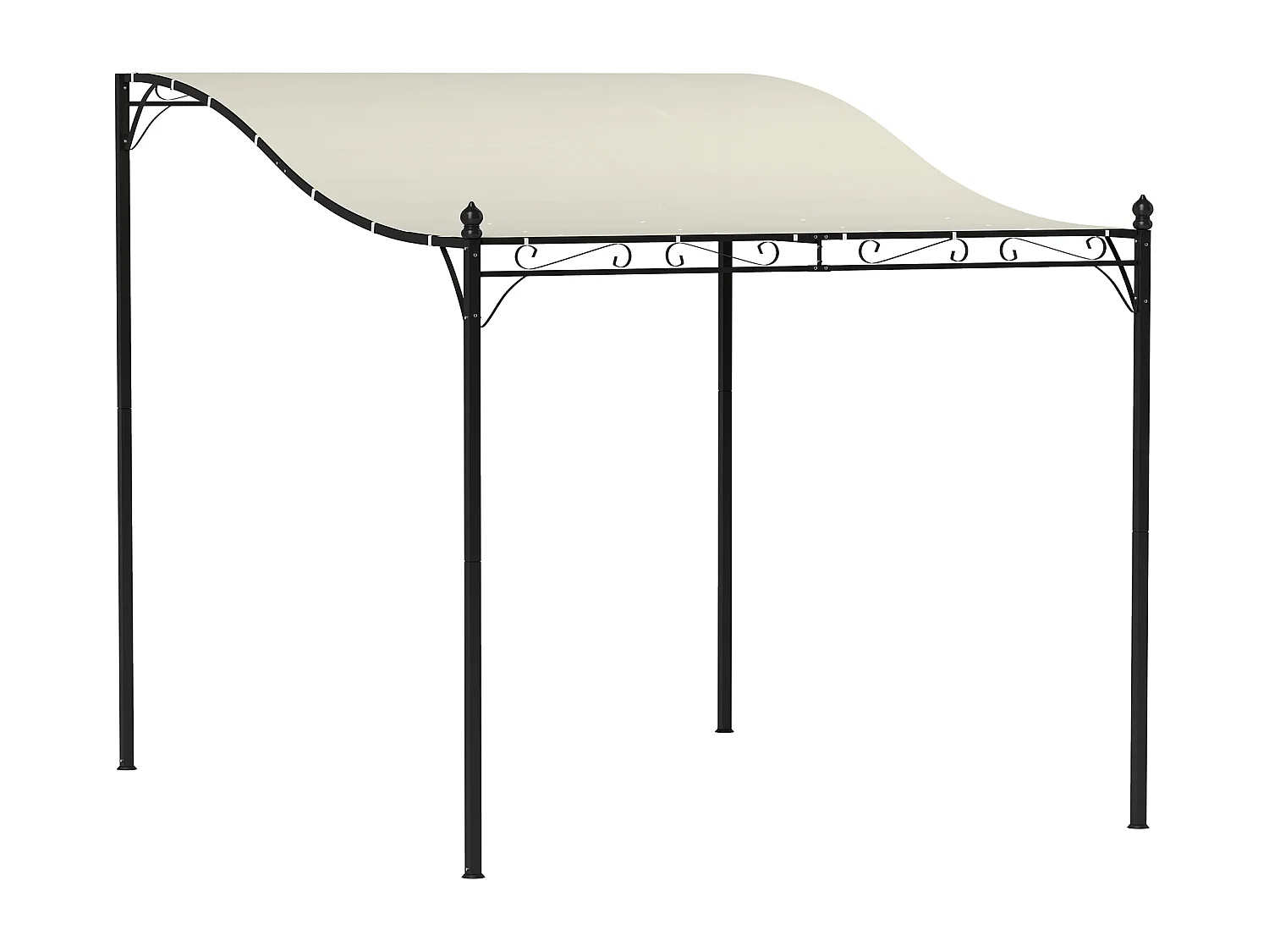Pergola avec toit imperméable, structure en métal, couleur crème (248x298x250 cm)