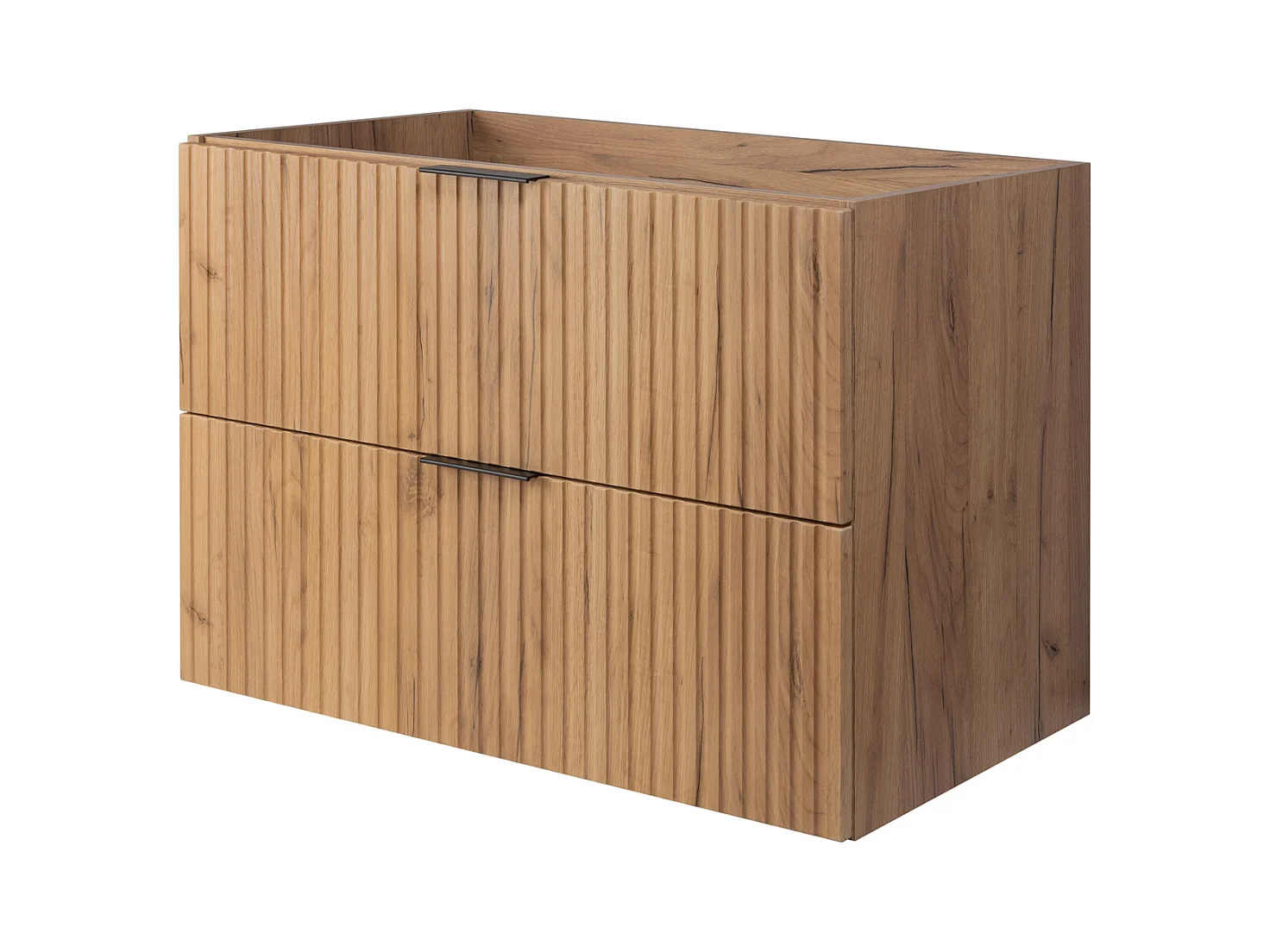 Meuble de salle de bain strié FLOW 80 cm chêne craft doré