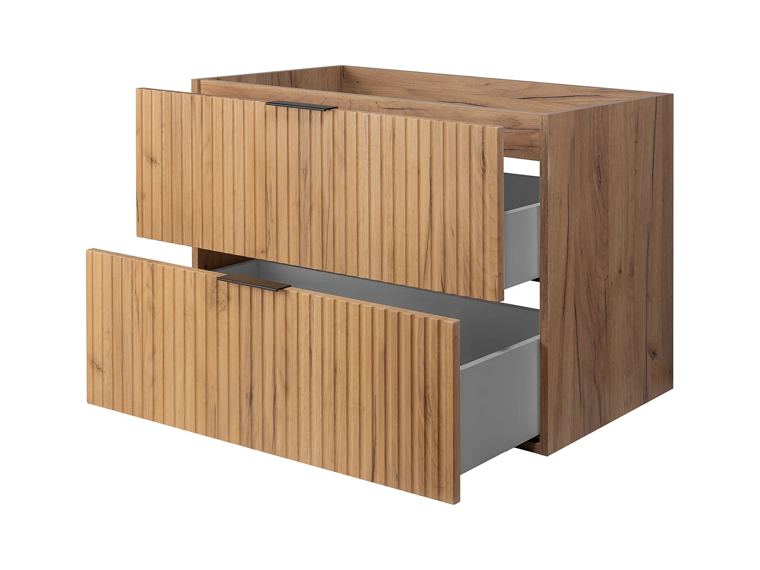 Meuble de salle de bain strié FLOW 80 cm chêne craft doré