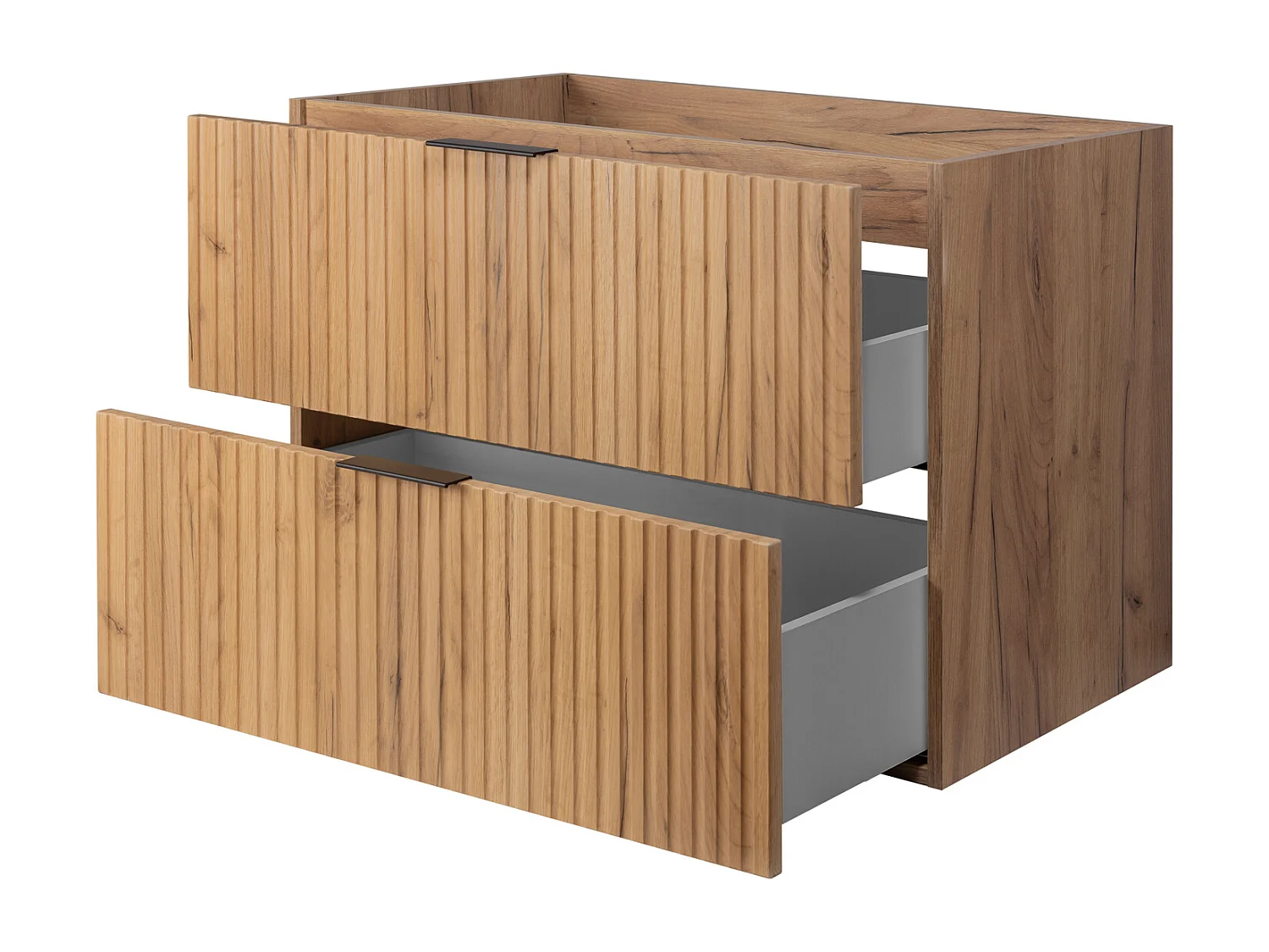 Meuble de salle de bain strié FLOW 80 cm chêne craft doré