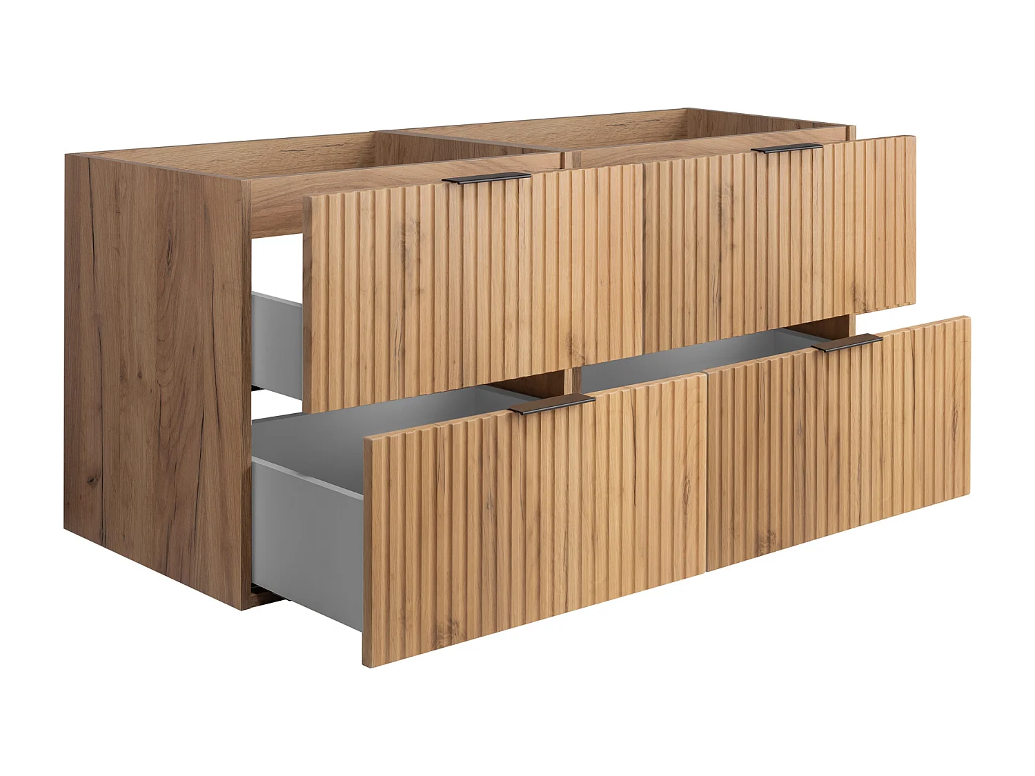 Meuble de salle de bain strié FLOW 180 cm chêne craft doré