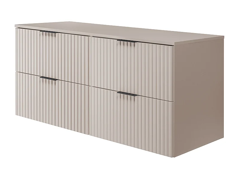 Meuble de salle de bain strié FLOW 120 cm cachemire avec plan