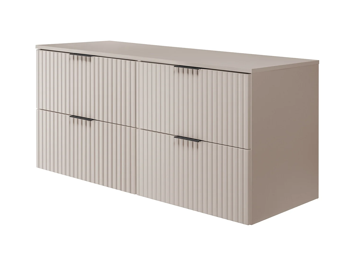 Szafka łazienkowa ryflowana FLOW 120 cm kaszmir z blatem