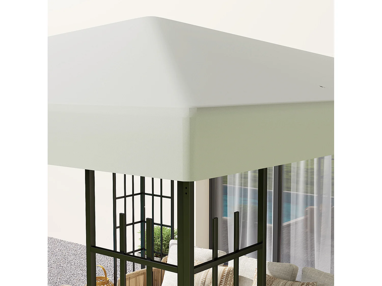 Remplaçant de toit pour pavillon 3 x 3 m, toit étanche en polyester, avec œillets de drainage, gris clair (298x298x1 cm)