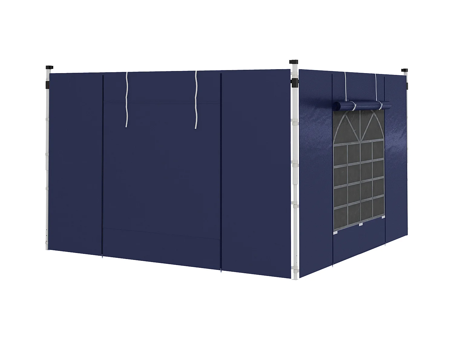 Panneaux latéraux pour pavillon 2 pièces avec fenêtres et porte, polyester, bleu (295x195cm)