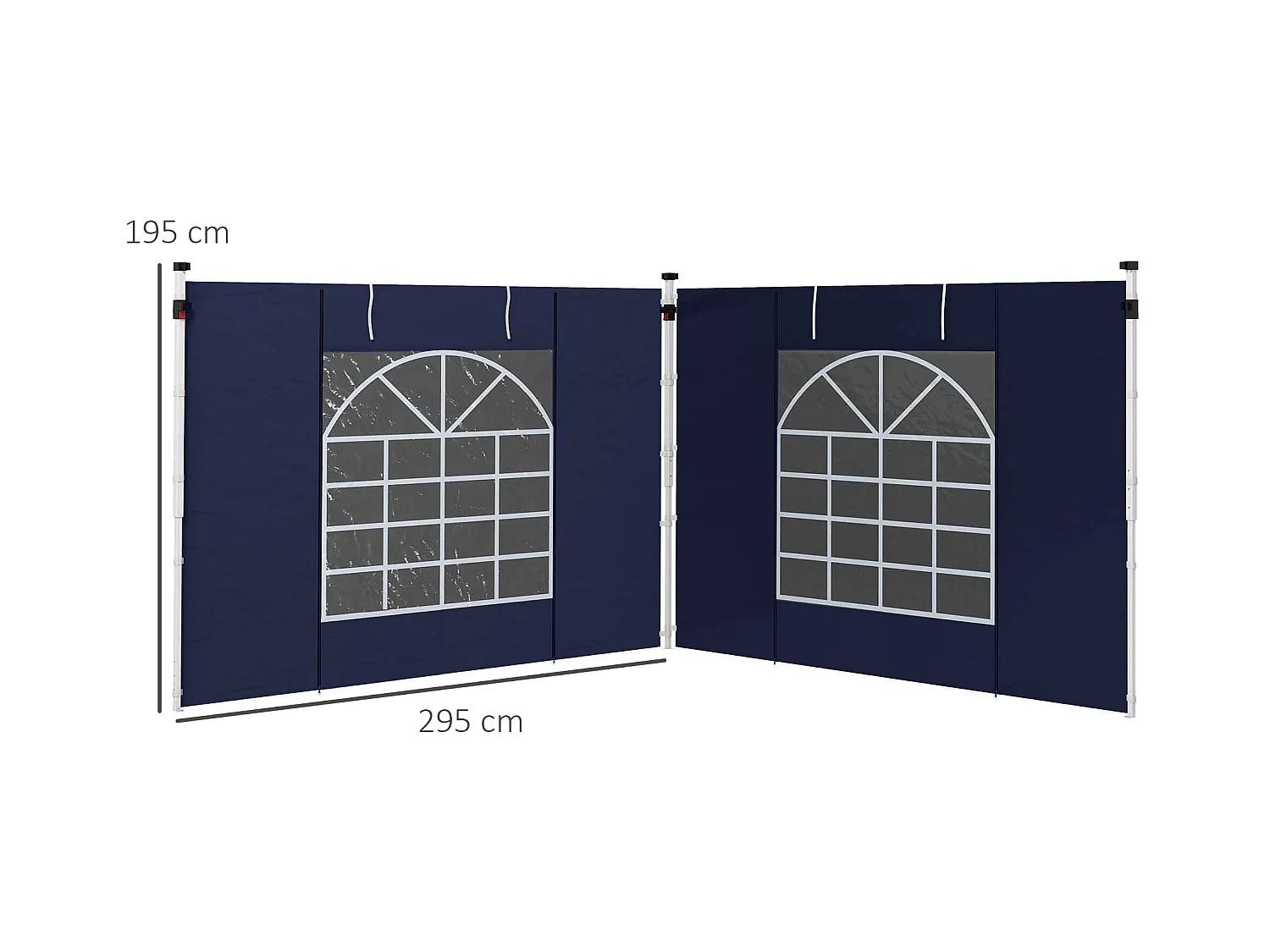Panneaux latéraux pour pavillon 2 pièces avec fenêtres et porte, polyester, bleu (295x195cm)