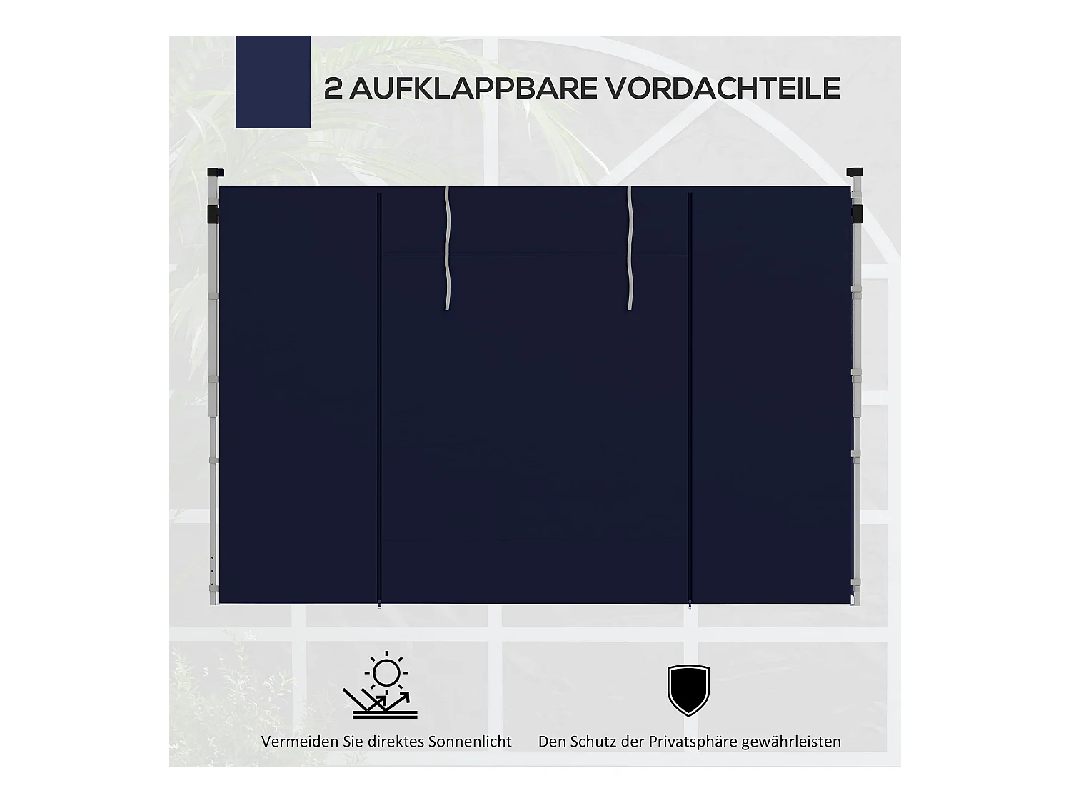 Panneaux latéraux pour pavillon 2 pièces avec fenêtres et porte, polyester, bleu (295x195cm)
