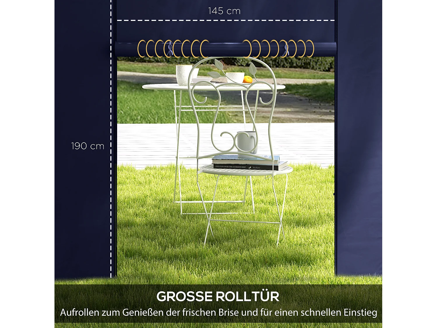 Panneaux latéraux pour pavillon 2 pièces avec fenêtres et porte, polyester, bleu (295x195cm)