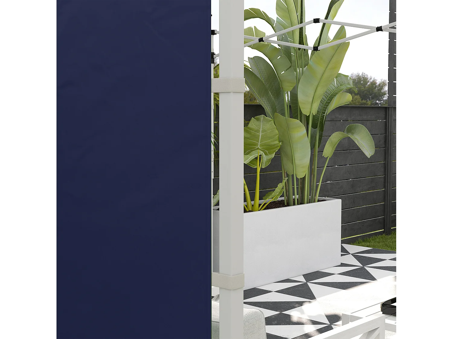 Panneaux latéraux pour pavillon 2 pièces avec fenêtres et porte, polyester, bleu (295x195cm)