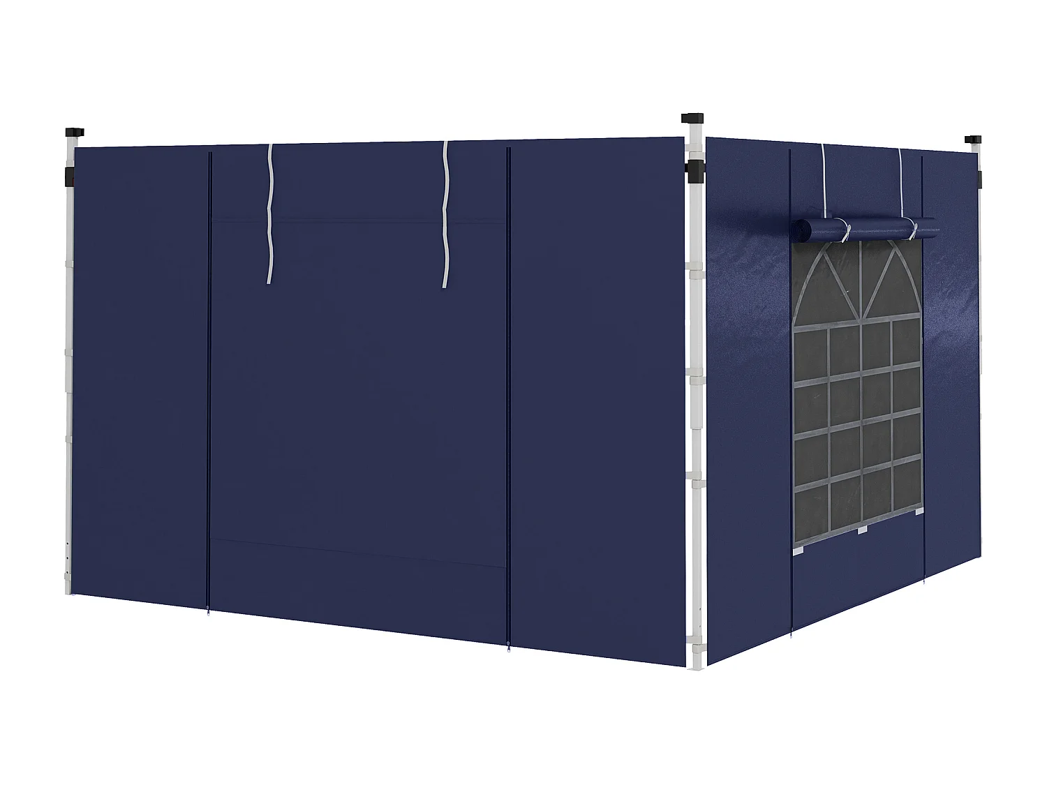 Panneaux latéraux pour pavillon 2 pièces avec fenêtres et porte, polyester, bleu (295x195cm)