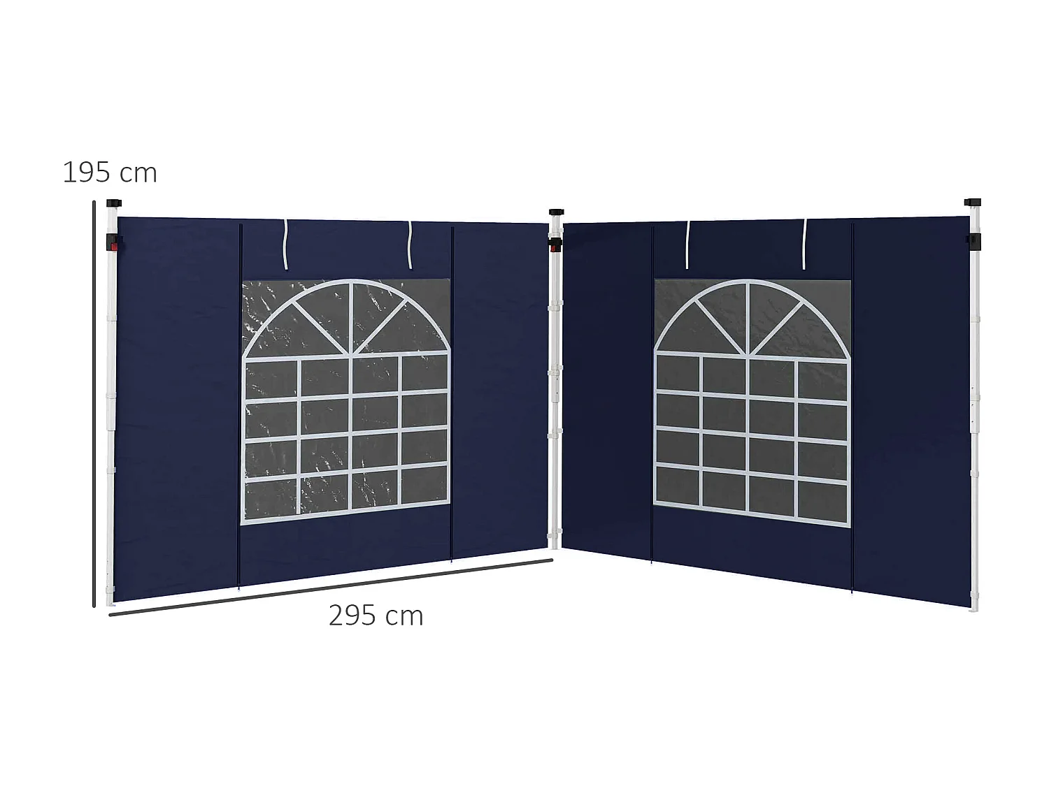 Panneaux latéraux pour pavillon 2 pièces avec fenêtres et porte, polyester, bleu (295x195cm)