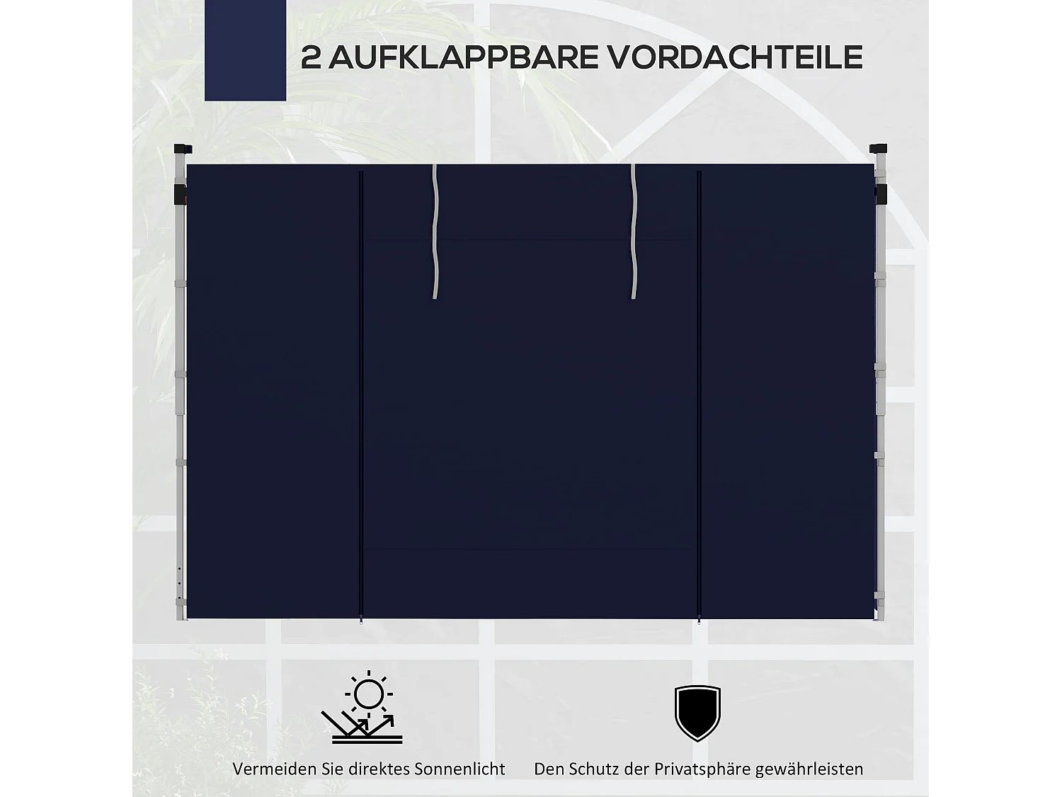 Panneaux latéraux pour pavillon 2 pièces avec fenêtres et porte, polyester, bleu (295x195cm)