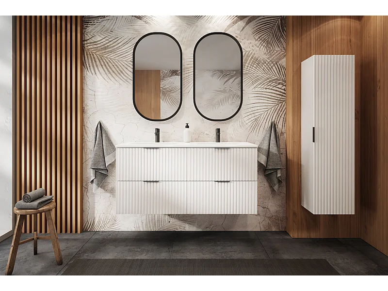 Mueble de baño estriado FLOW 120 cm blanco