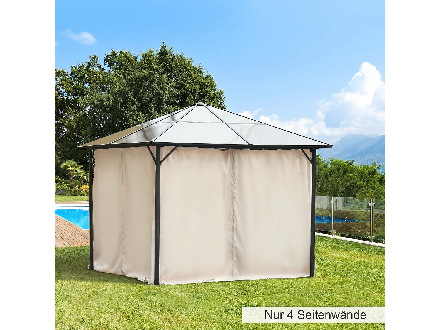 Tissu de remplacement pour pavillon, résistant, polyester, beige, avec anneaux et crochets, 302x1x205cm