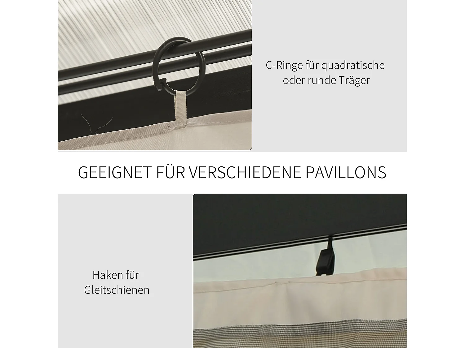 Tissu de remplacement pour pavillon, résistant, polyester, beige, avec anneaux et crochets, 302x1x205cm