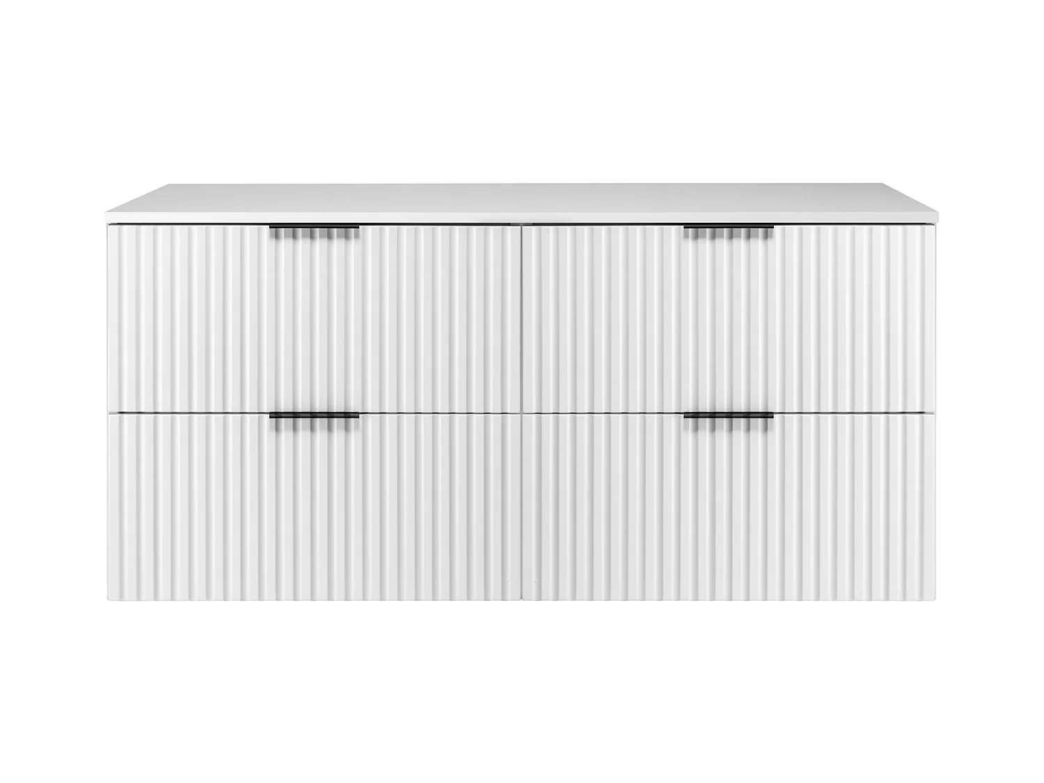 Meuble de salle de bain strié FLOW 120 cm blanc avec plan