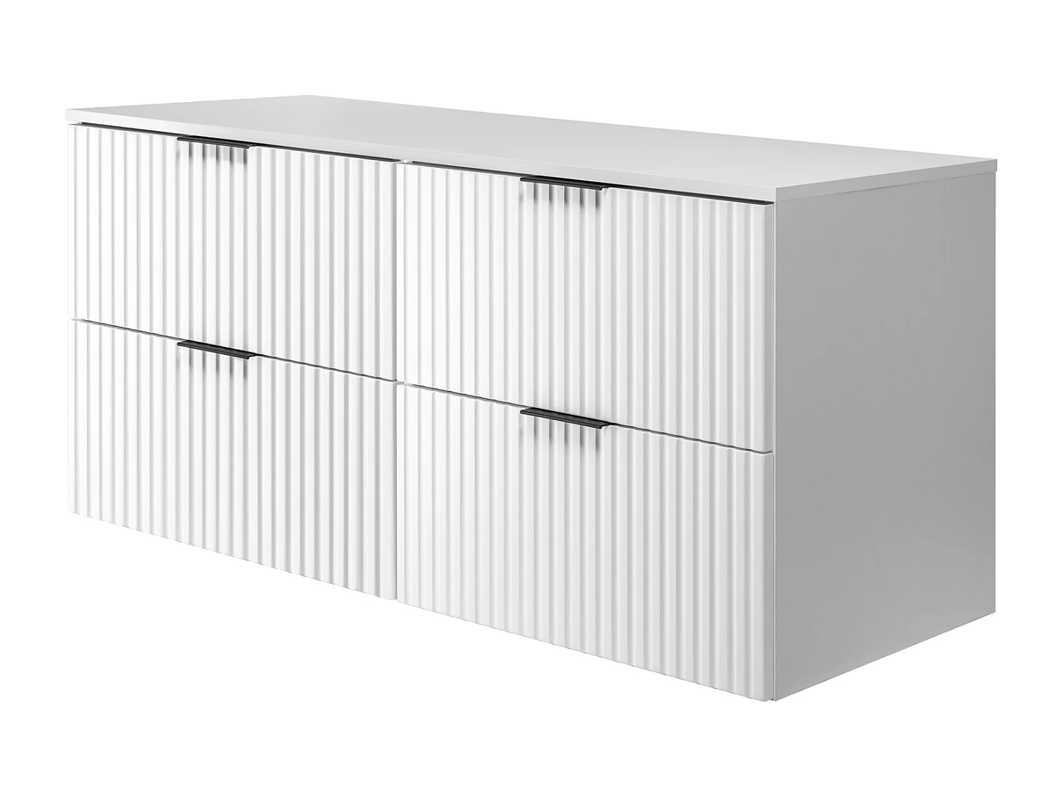 Meuble de salle de bain strié FLOW 120 cm blanc avec plan