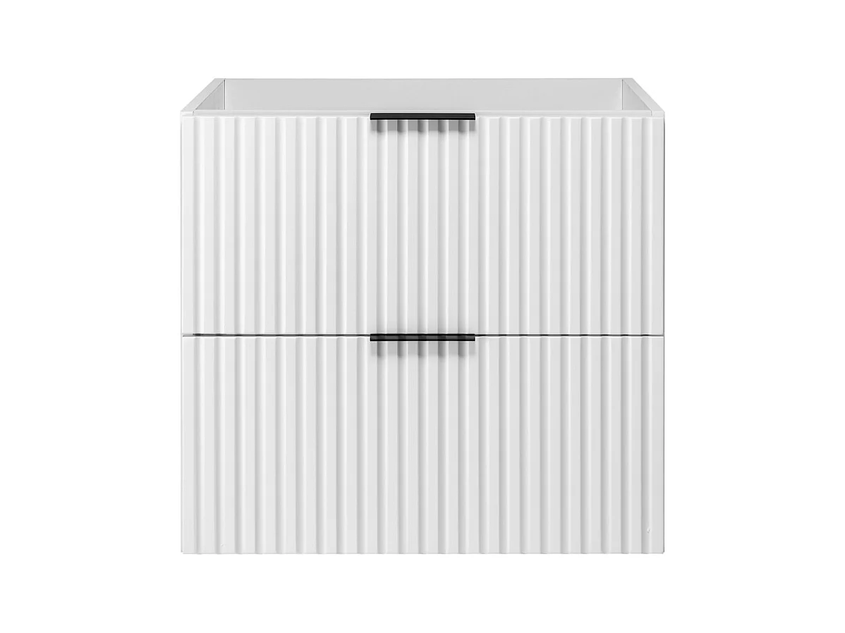 Meuble sous vasque FLOW 140 cm blanc avec étagère et plan de travail chêne craft doré