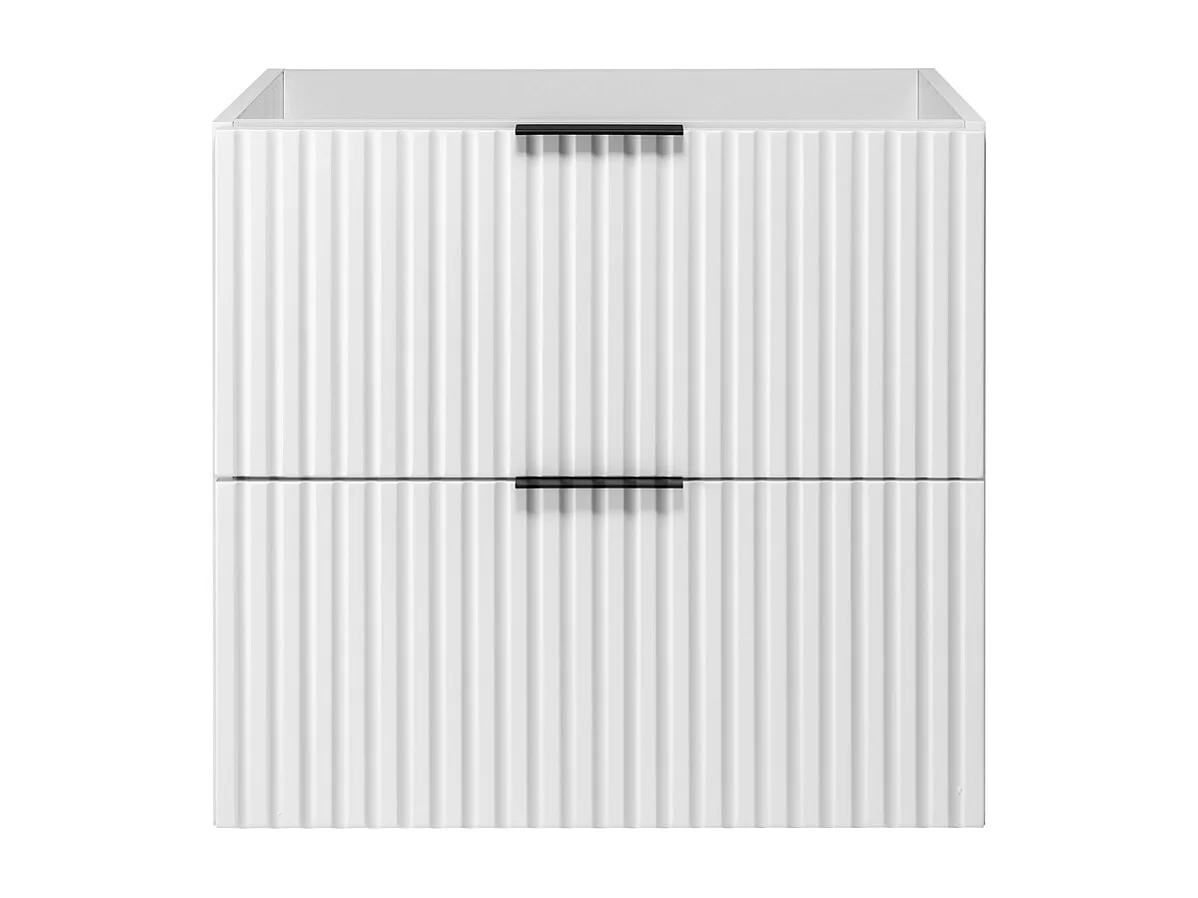 Meuble sous vasque FLOW 140 cm blanc avec étagère et plan de travail chêne craft doré