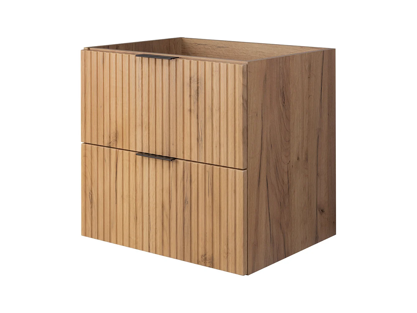 Meuble de salle de bain strié FLOW 60 cm chêne craft doré