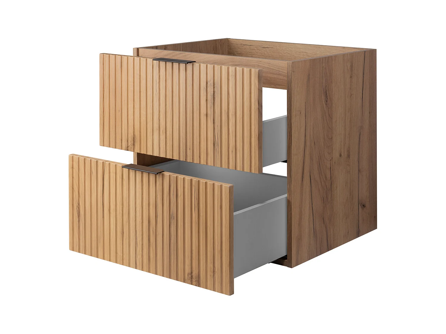 Meuble de salle de bain strié FLOW 60 cm chêne craft doré