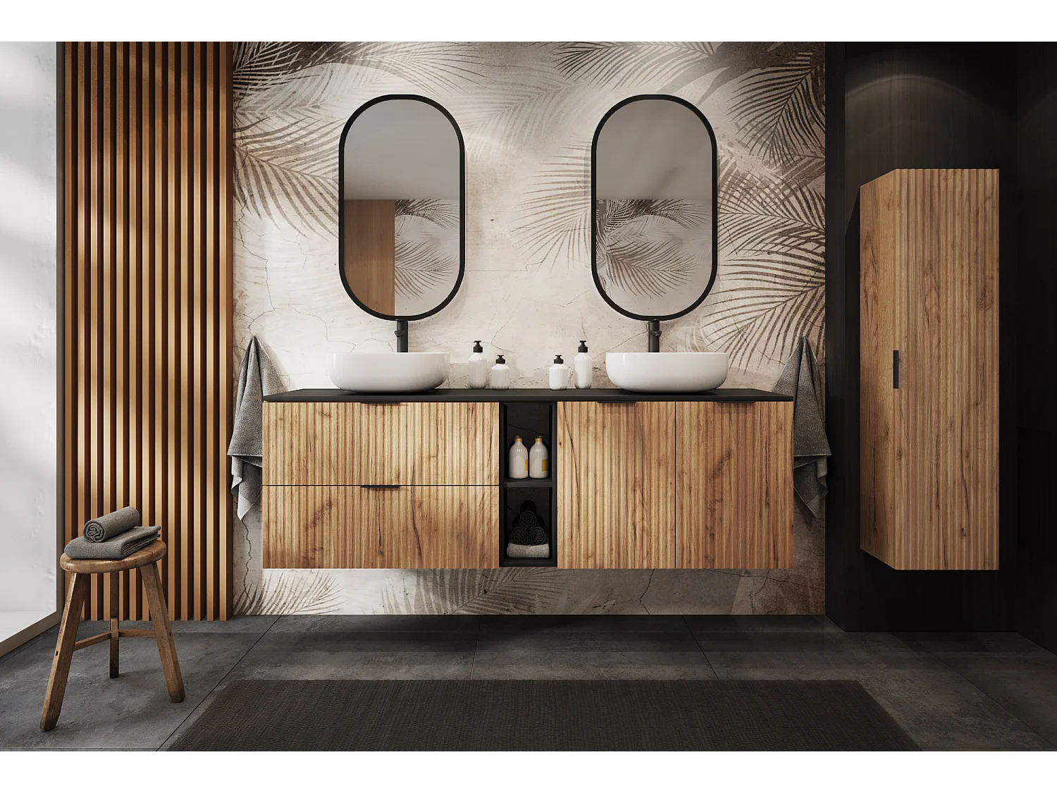 Meuble de salle de bain FLOW/MODERN 80 cm chêne craft doré