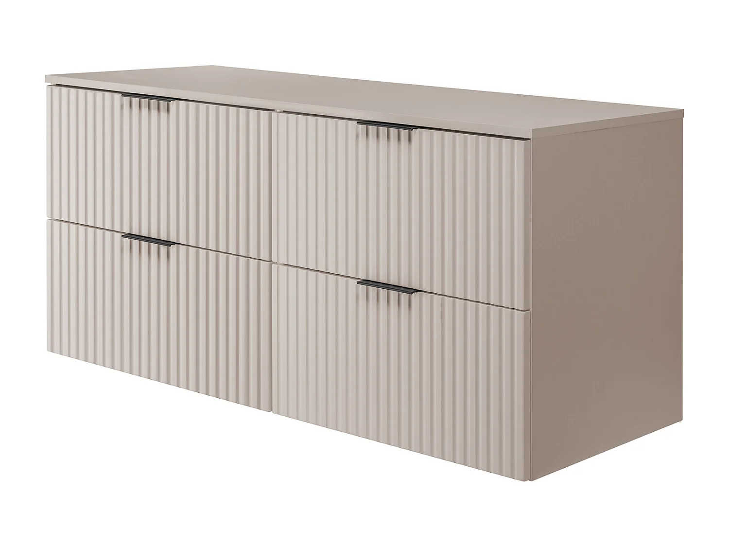 Meuble de salle de bain strié FLOW 160 cm cachemire avec plan