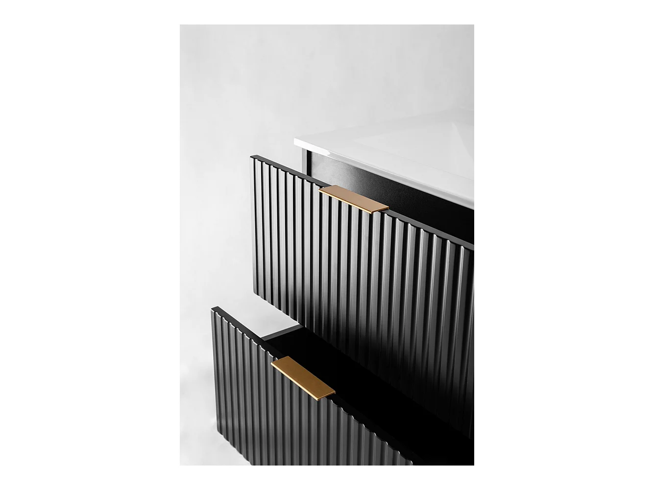 Meuble de salle de bain strié FLOW 120 cm noir