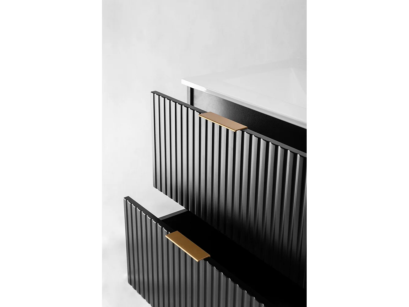 Meuble de salle de bain strié FLOW 120 cm noir