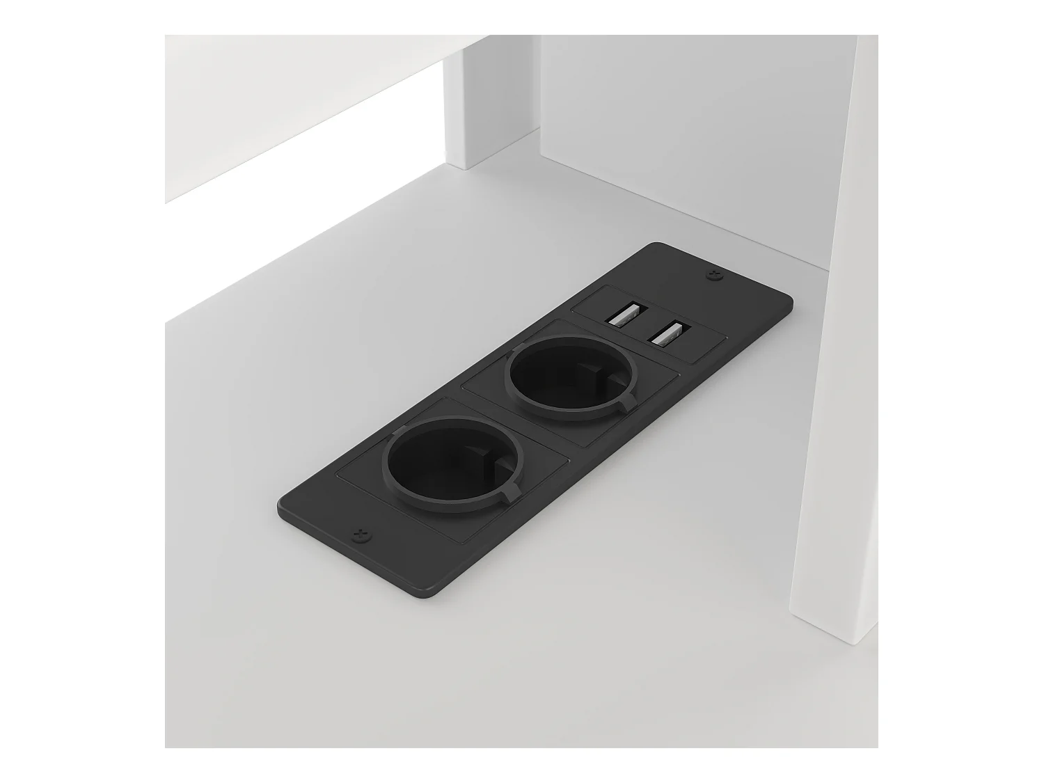 Lit mezzanine 140x200 cm - avec bureau - avec éclairage LED - avec 1 tiroir - avec étagère - blanc (sans matelas)