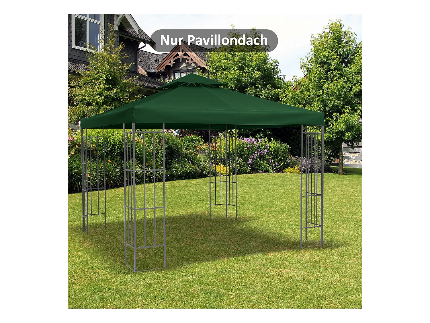 Toit de pavillon de remplacement 3x3m, polyester hydrofuge, gris charbon pour pavillon en métal & jardin (300x300xNon Applicable cm)