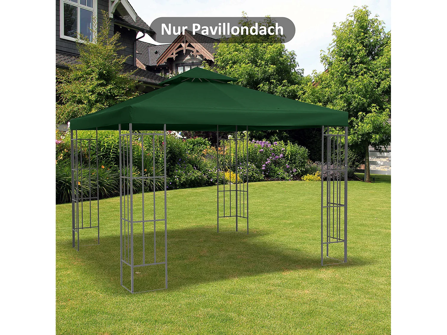 Toit de pavillon de remplacement 3x3m, polyester hydrofuge, gris charbon pour pavillon en métal & jardin (300x300xNon Applicable cm)