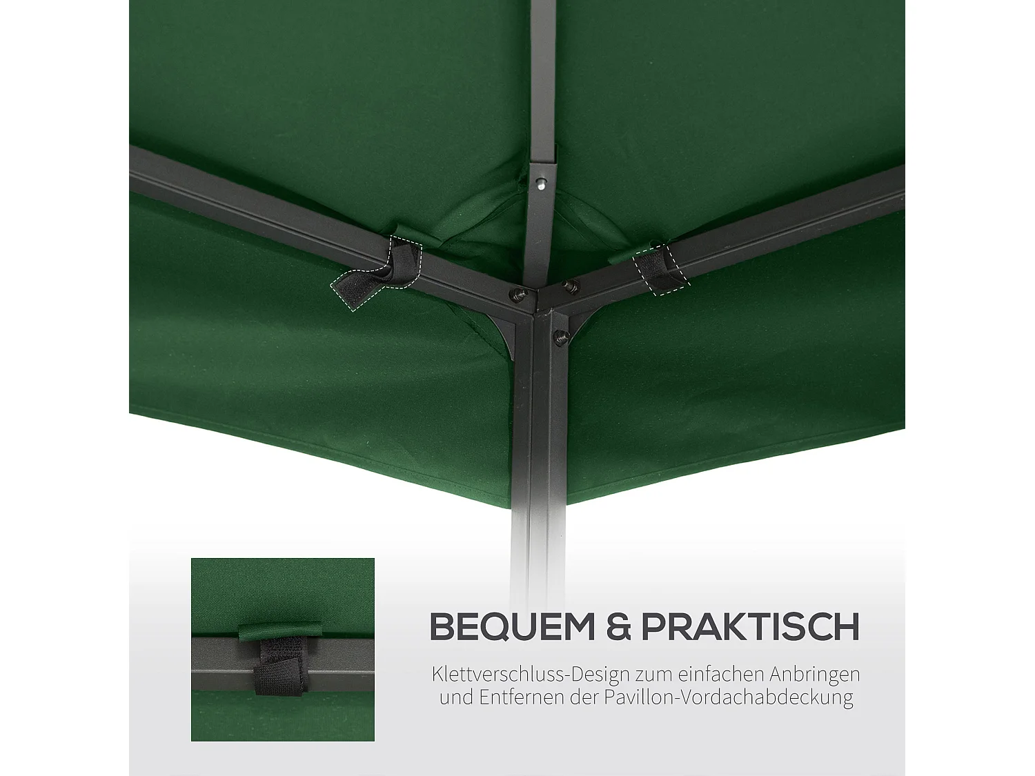 Toit de pavillon de remplacement 3x3m, polyester hydrofuge, gris charbon pour pavillon en métal & jardin (300x300xNon Applicable cm)