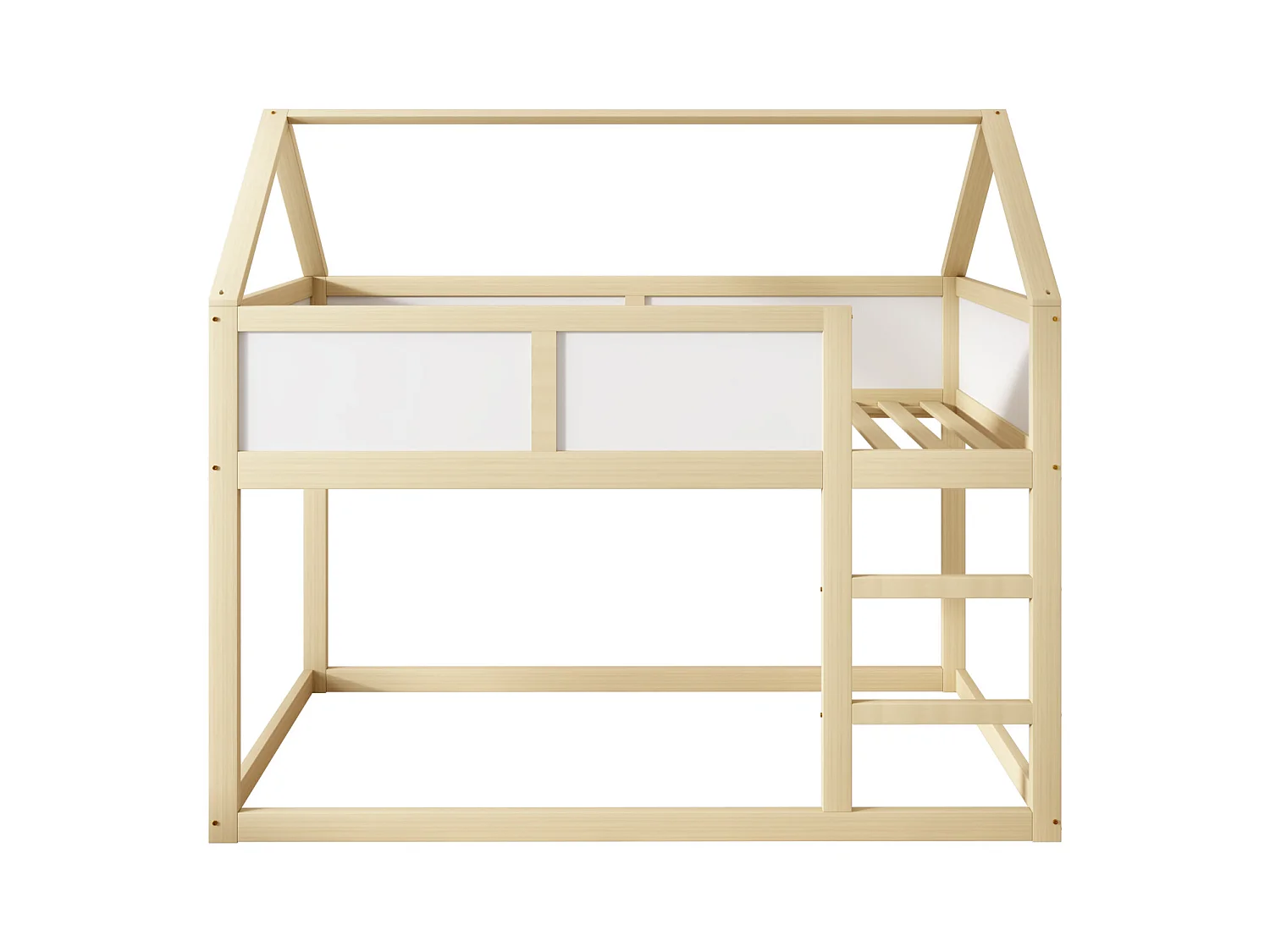 Lit superposé pour enfant 90x200, lit avec échelle, design loft, cadre en bois massif, blanc (205x95x180.5 cm)