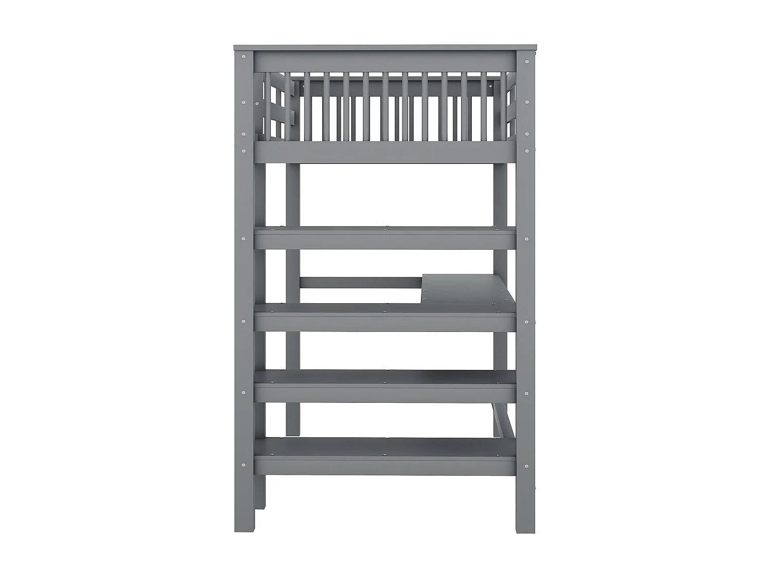 Lit mezzanine 90x200cm, Lit pour enfants avec bureau sous le lit, Rangement intégré, Sans matelas, Pin, Gris (207x99x169.5 cm)