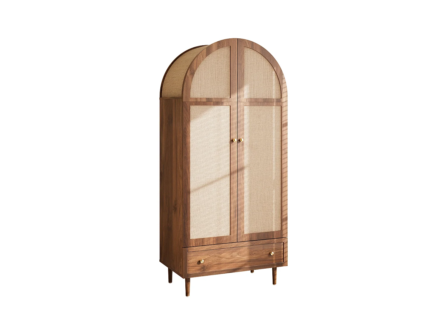 Armoire haute avec portes et tiroir - 79 x 50 x 175 cm - avec porte-manteau + rangement - MDF - naturel