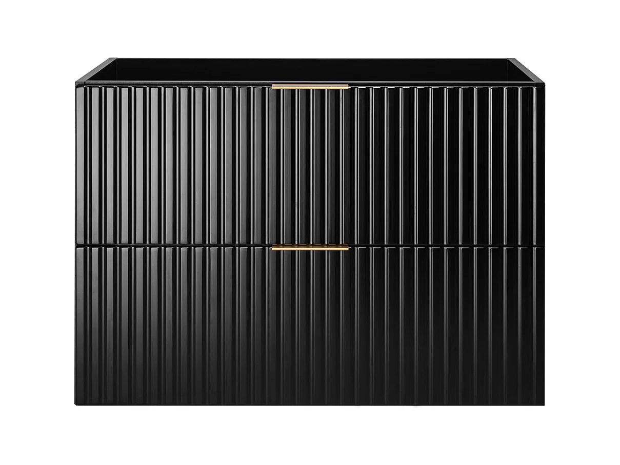 Meuble sous vasque FLOW 100 cm cachemire avec plan et étagère chêne craft doré, surface cannelée