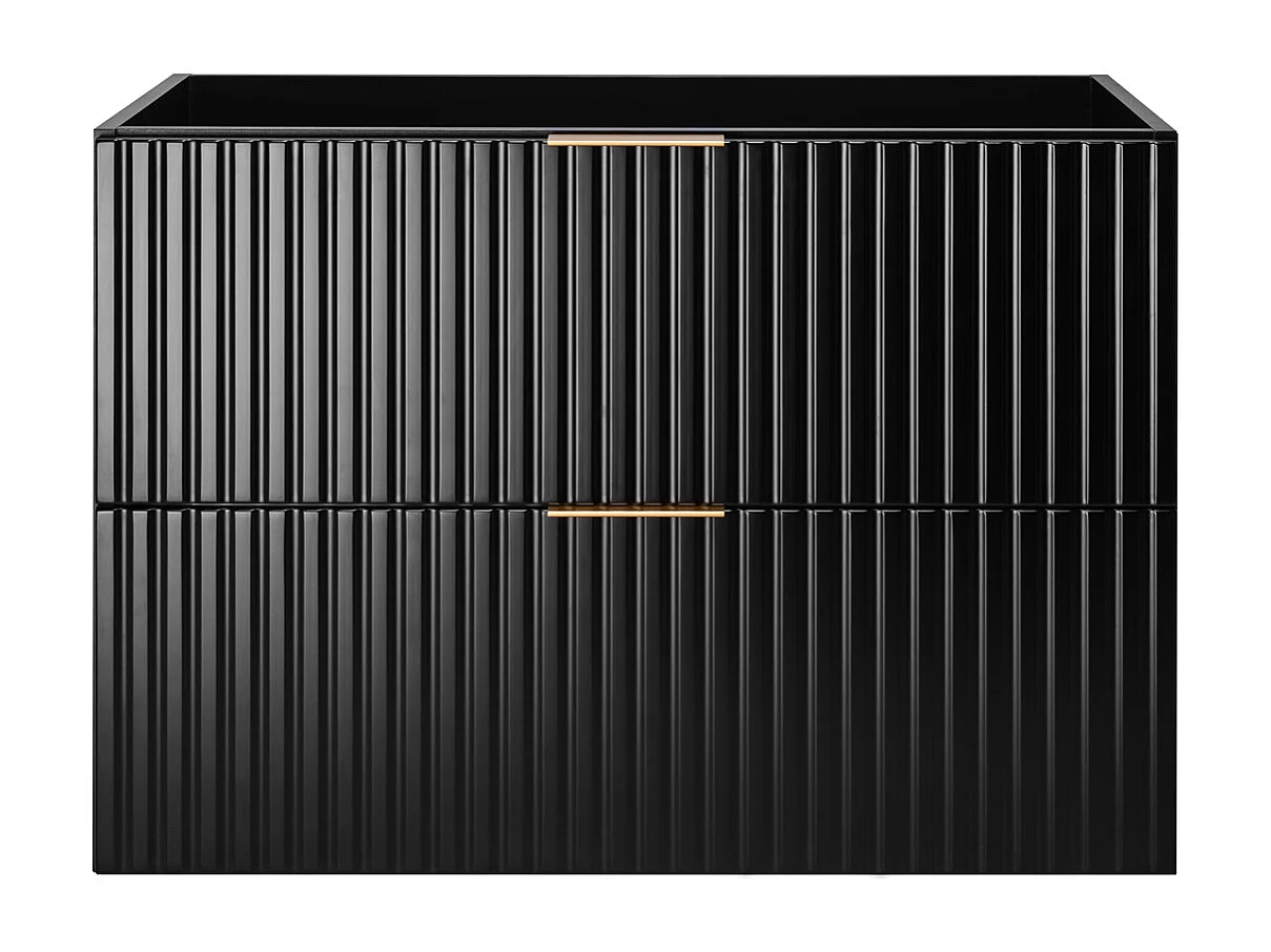 Meuble sous vasque FLOW 100 cm cachemire avec plan et étagère chêne craft doré, surface cannelée