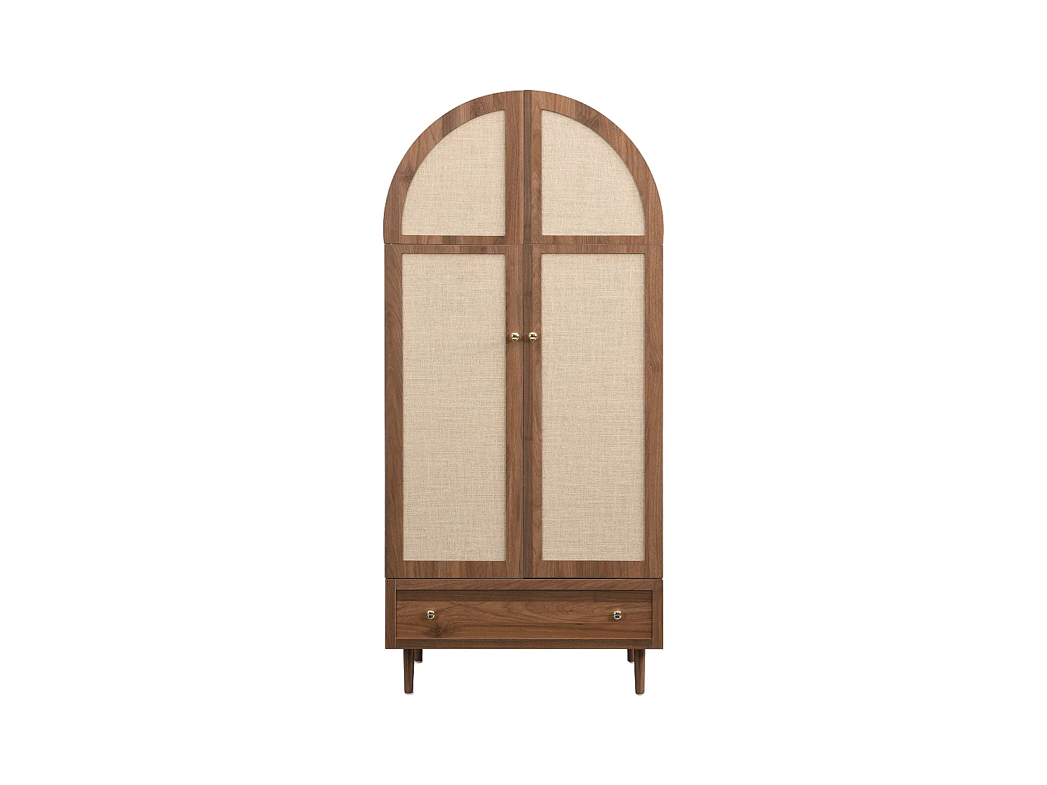 Armoire 79x50x175cm - 2 portes et 1 tiroir - aspect noyer - MDF - Marron