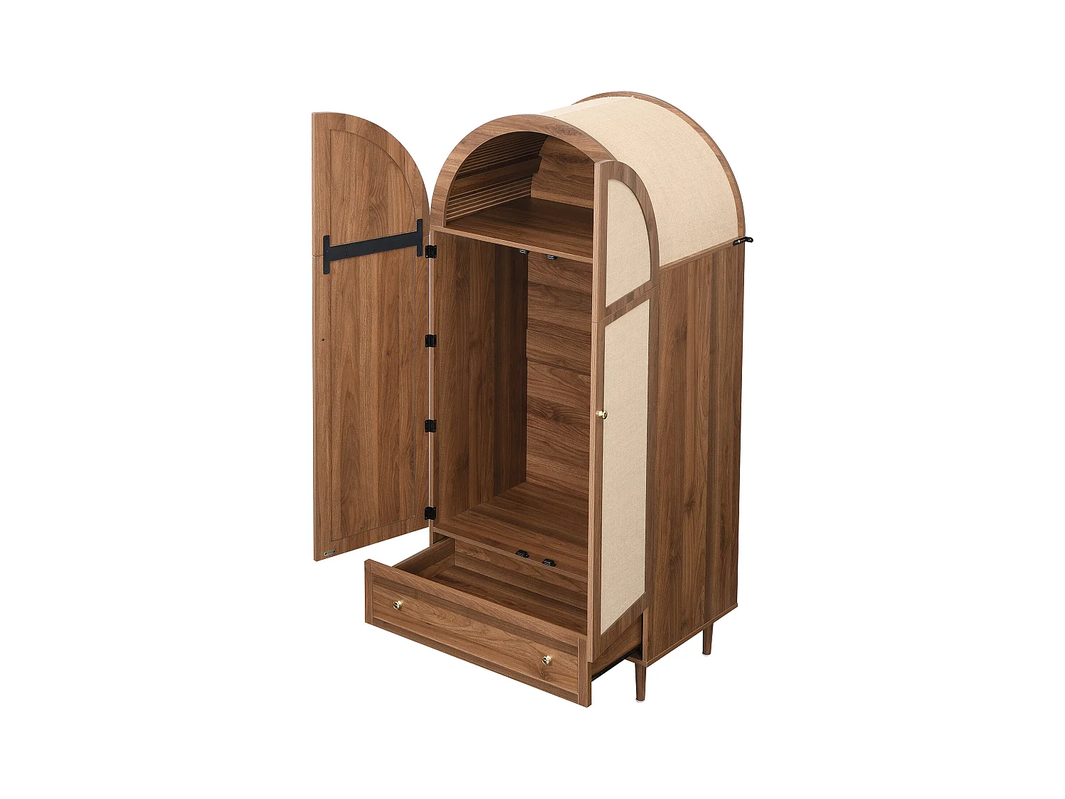 Armoire 79x50x175cm - 2 portes et 1 tiroir - aspect noyer - MDF - Marron